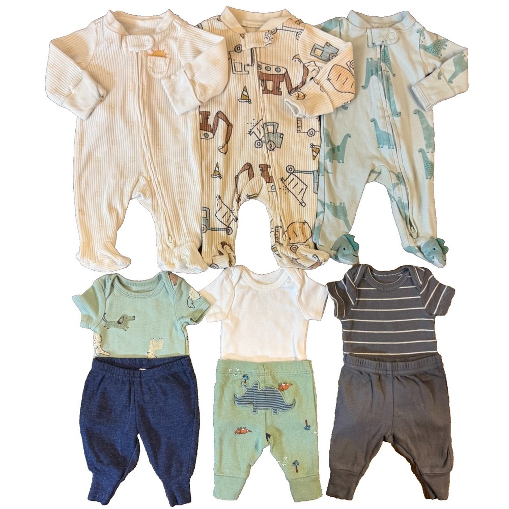 Carter's Preemie Baby Boy Basic Clothing Bundle Lot Sleeper Pants Bodysuits Sets